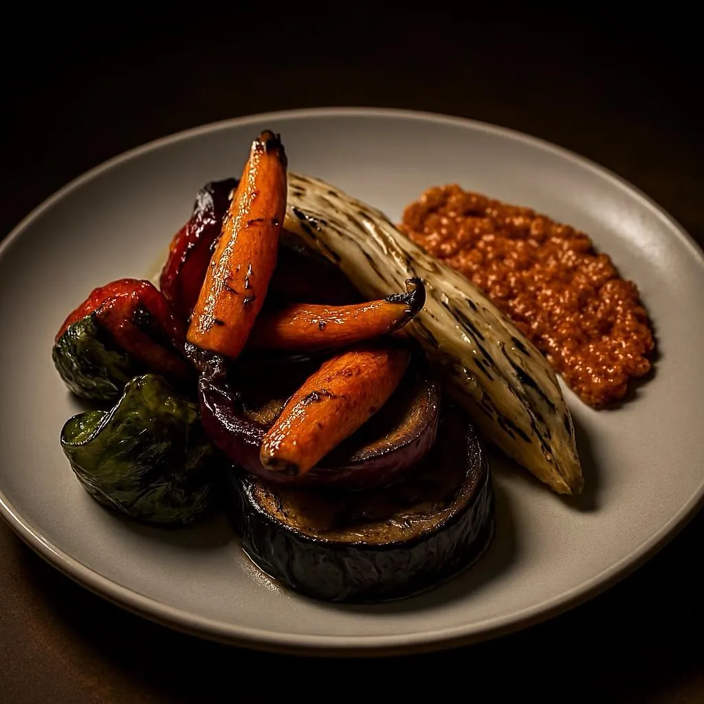 Verdures a la brasa amb romesco